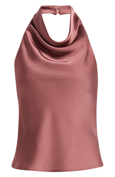Fogline Satin Open Back Halter Top