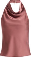 MANGO Fogline Satin Open Back Halter Top