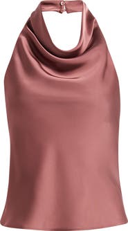 MANGO Fogline Satin Open Back Halter Top