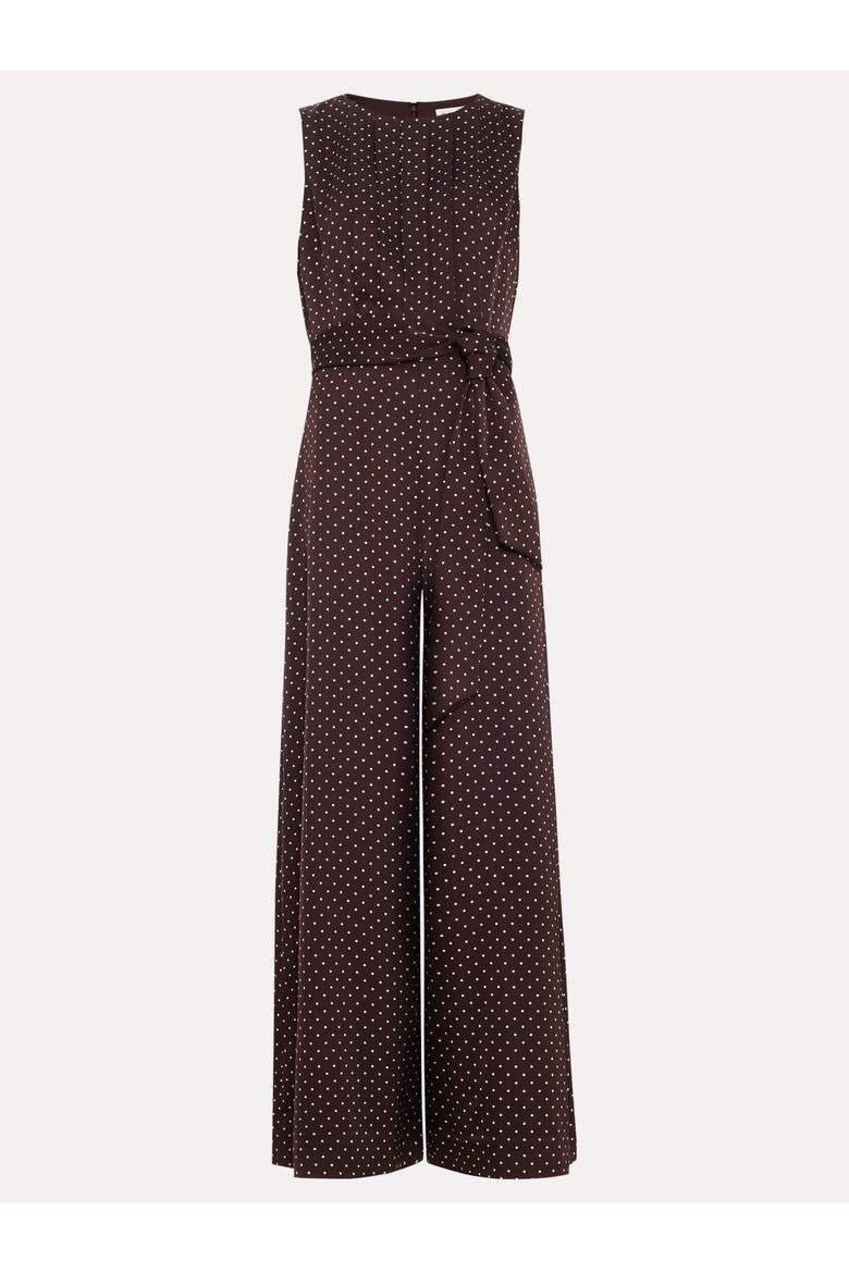 Janine Spot Jumpsuit, Alternate, color, Brown