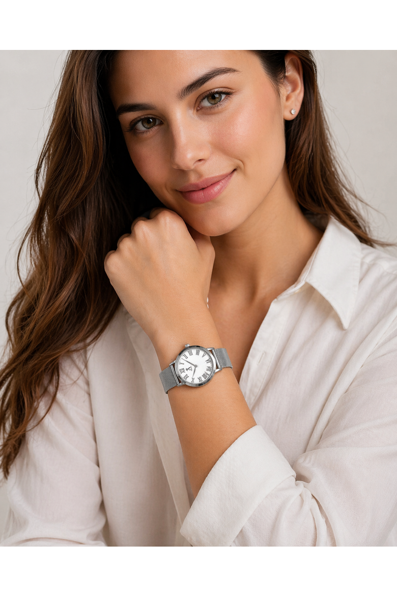 Women's Stainless Steel Mesh Bracelet Watch, Alternate, color, Silver