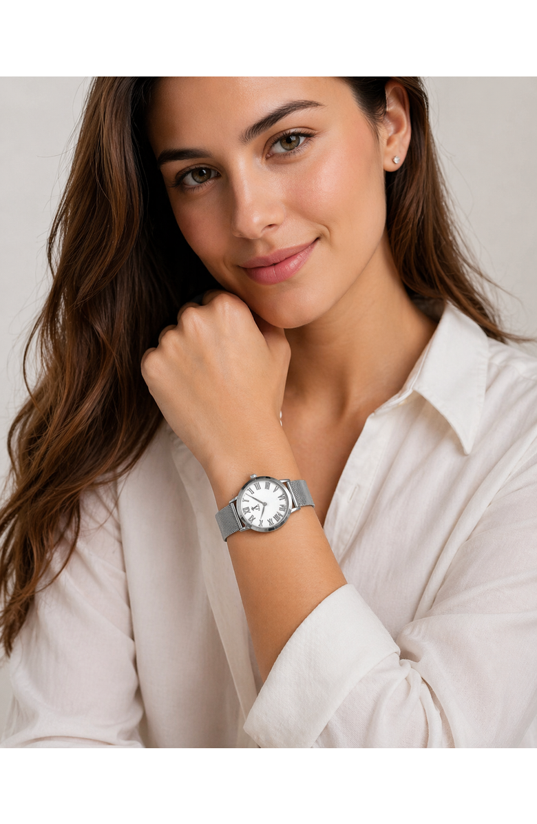 ALLUREZ Women's Stainless Steel Mesh Bracelet Watch, Alternate, color, Silver