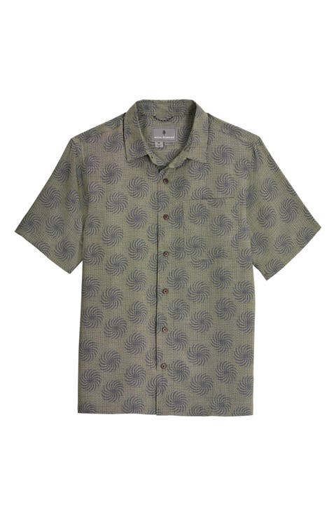 Camino Pucker Short Sleeve Recycled Polyester Button-Up Shirt