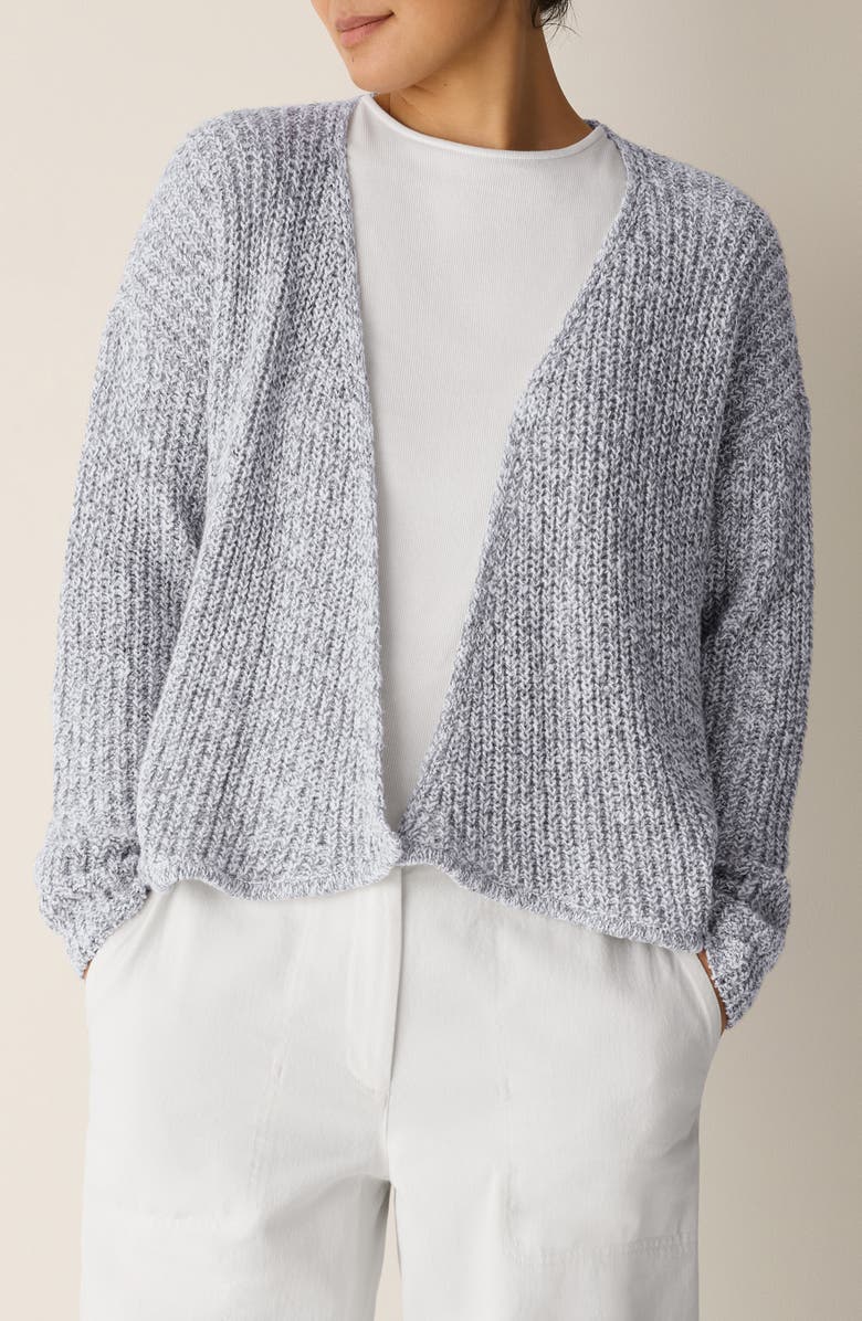 Eileen Fisher Cotton Blend Open Cardigan, Main, color, Dark Pearl