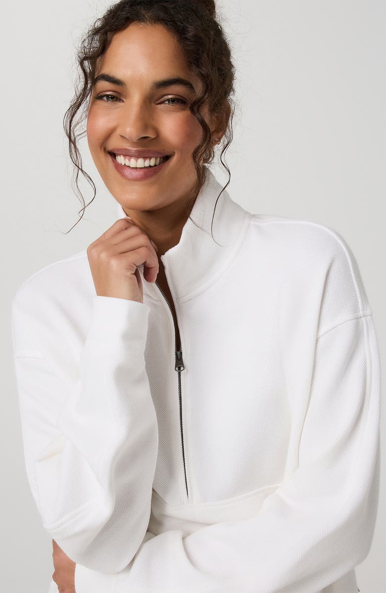 Vuori Piqué Half Zip Fleece Pullover, Alternate, color, White