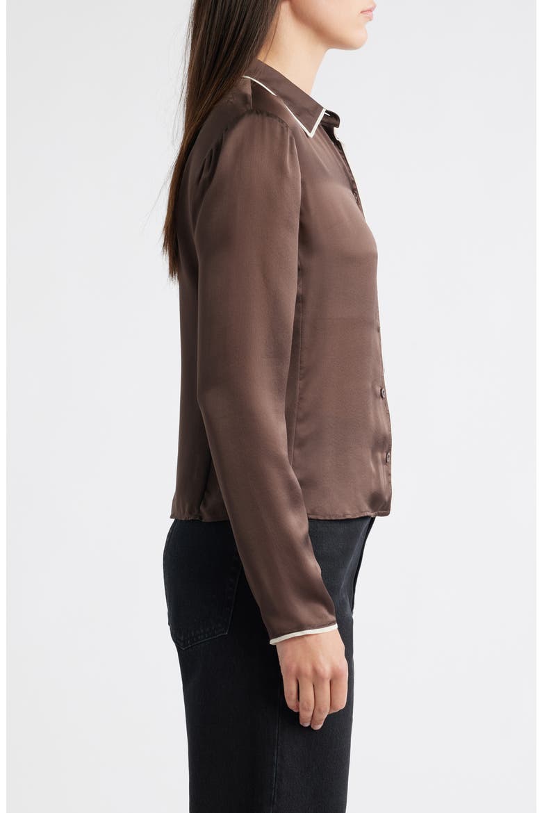 The Slim Essential Silk Shirt, Alternate, color, COFFEE MULTI