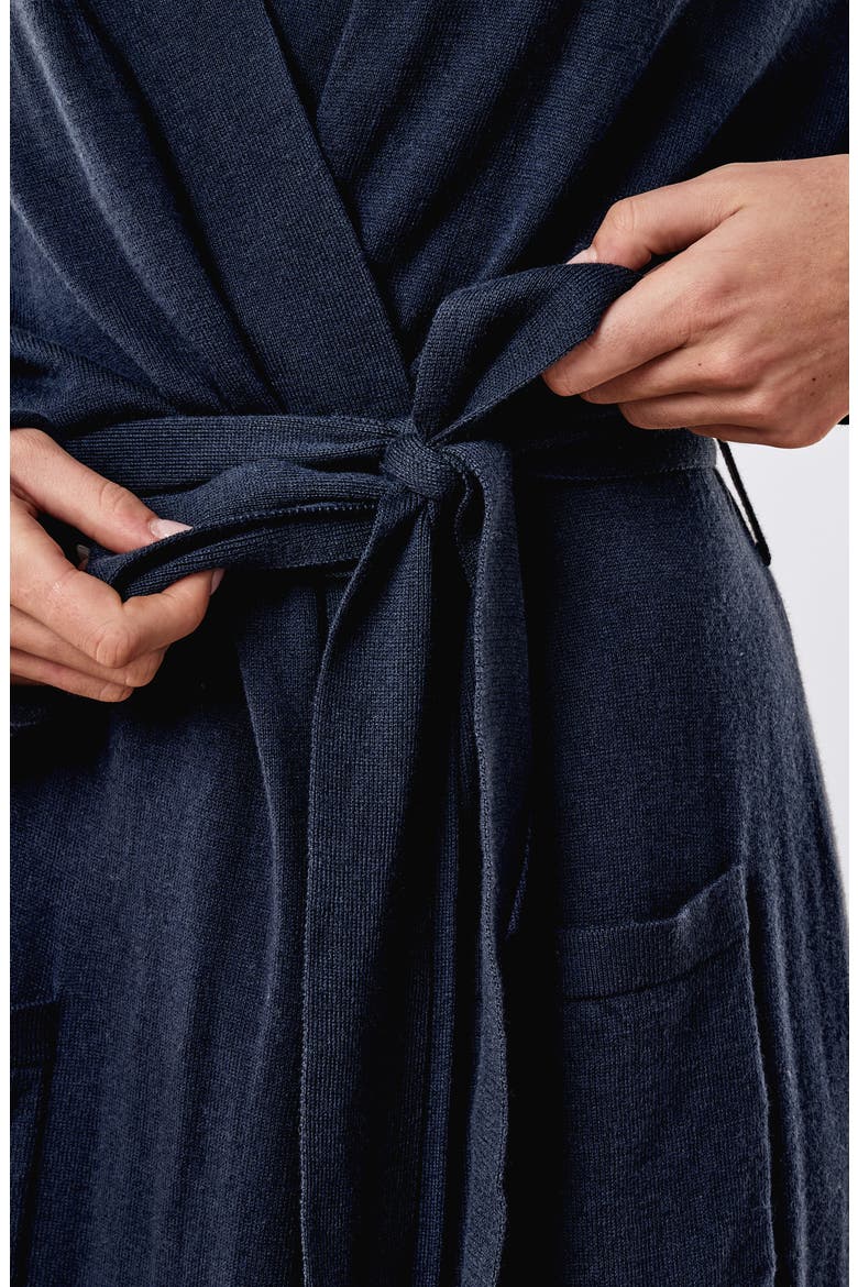 Cotton and Cashmere Maxi Robe, Alternate, color, DEEP NAVY