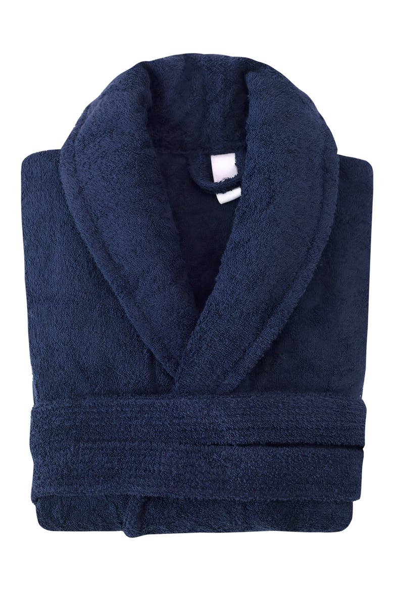 Shawl Turkish Cotton Bathrobe, Main, color, NAVY BLUE