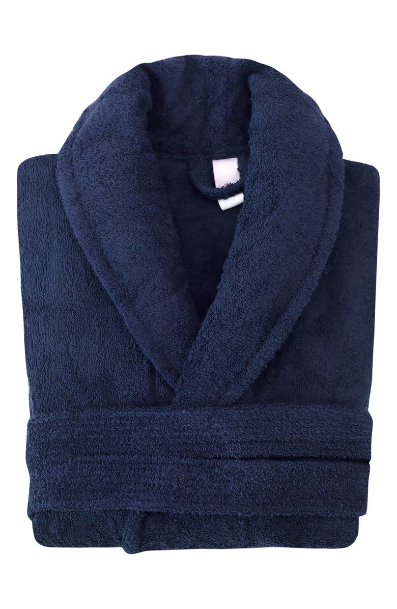 DePera Shawl Turkish Cotton Bathrobe, Main, color, Navy Blue