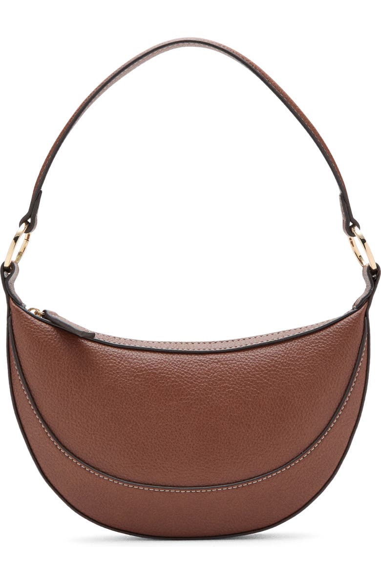 MANGO Oval Faux Leather Shoulder Bag, Main, color, Leather