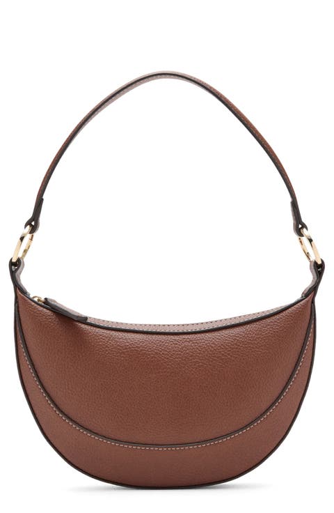 Oval Faux Leather Shoulder Bag