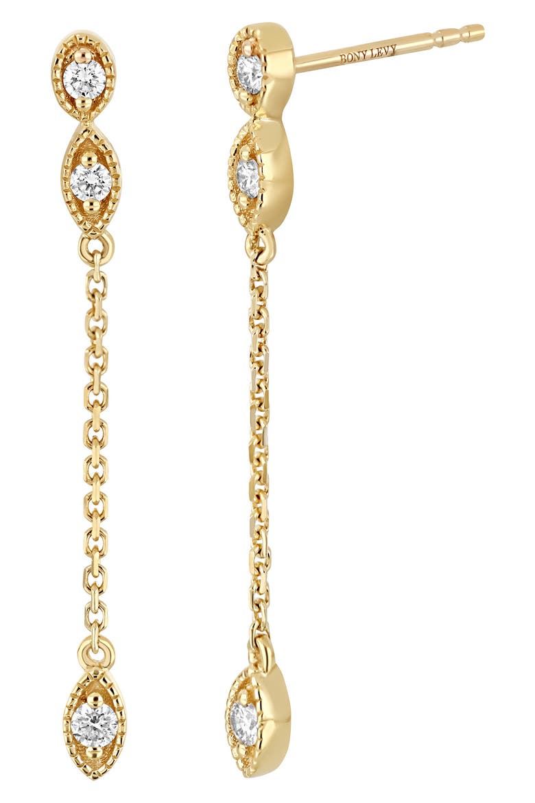 18K Gold Mykonos Diamond Linear Drop Earrings (Online Trunk Show), Main, color, 18K YELLOW GOLD/ DIAMOND