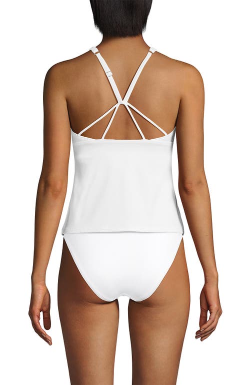 Lands' End Tugless High Neck Strappy Back Tankini Swimsuit Top In White