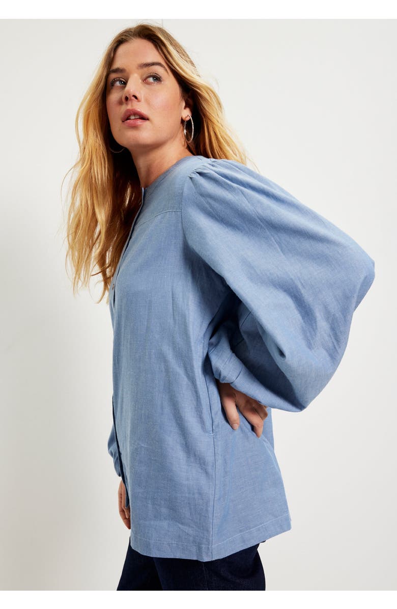 June + Vie Puff Sleeve Chambray Jacket, Alternate, color, Light Wash