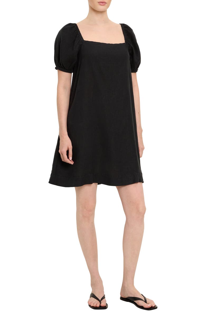 Michael Stars Tabitha Square Neck Babydoll Dress, Alternate, color, Black