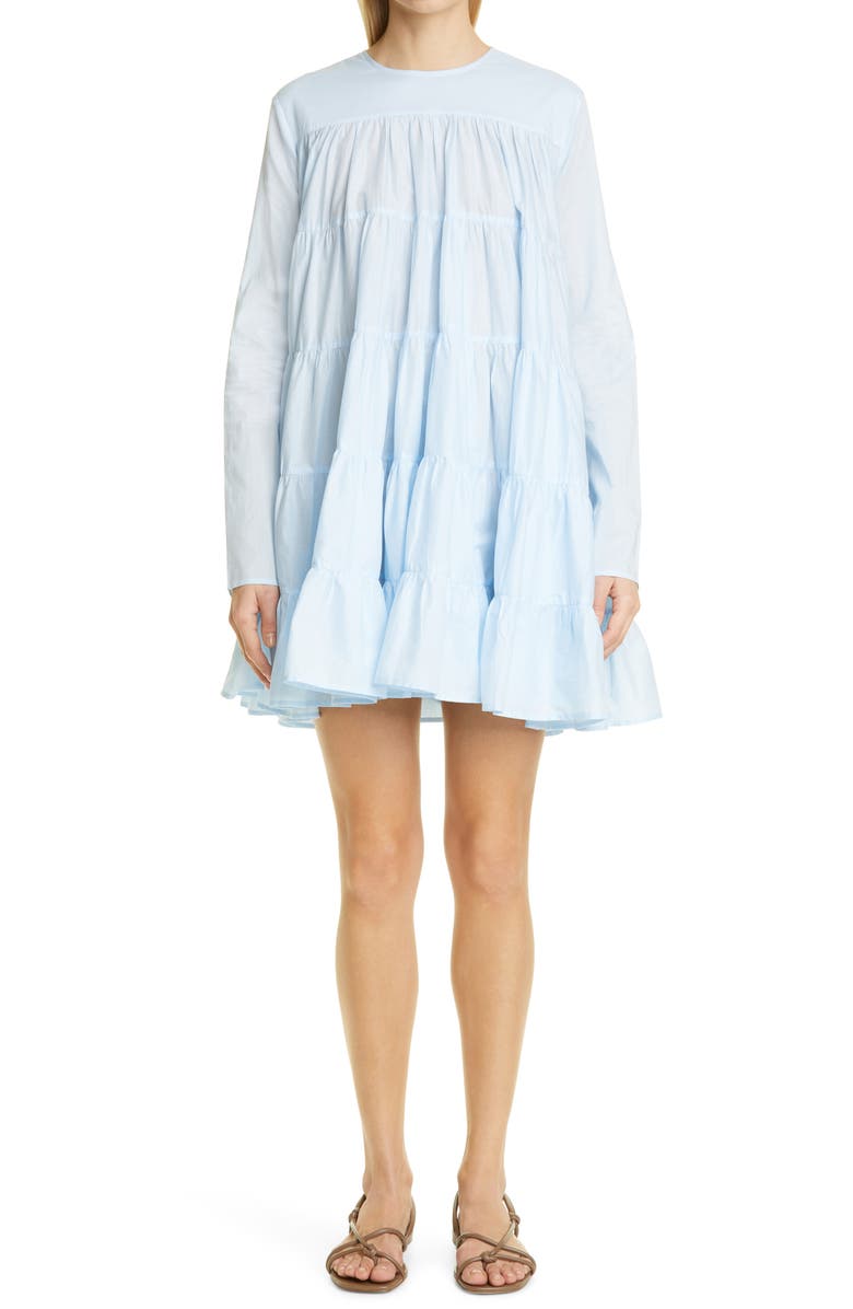 Merlette Soliman Tiered Long Sleeve Babydoll Dress, Main, color, 