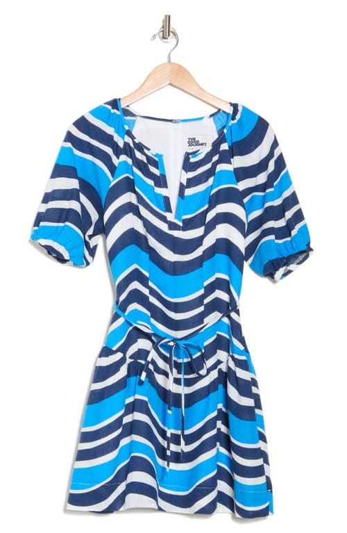 The Good Journey Puff Sleeve Drop Waist Babydoll Minidress In Blue