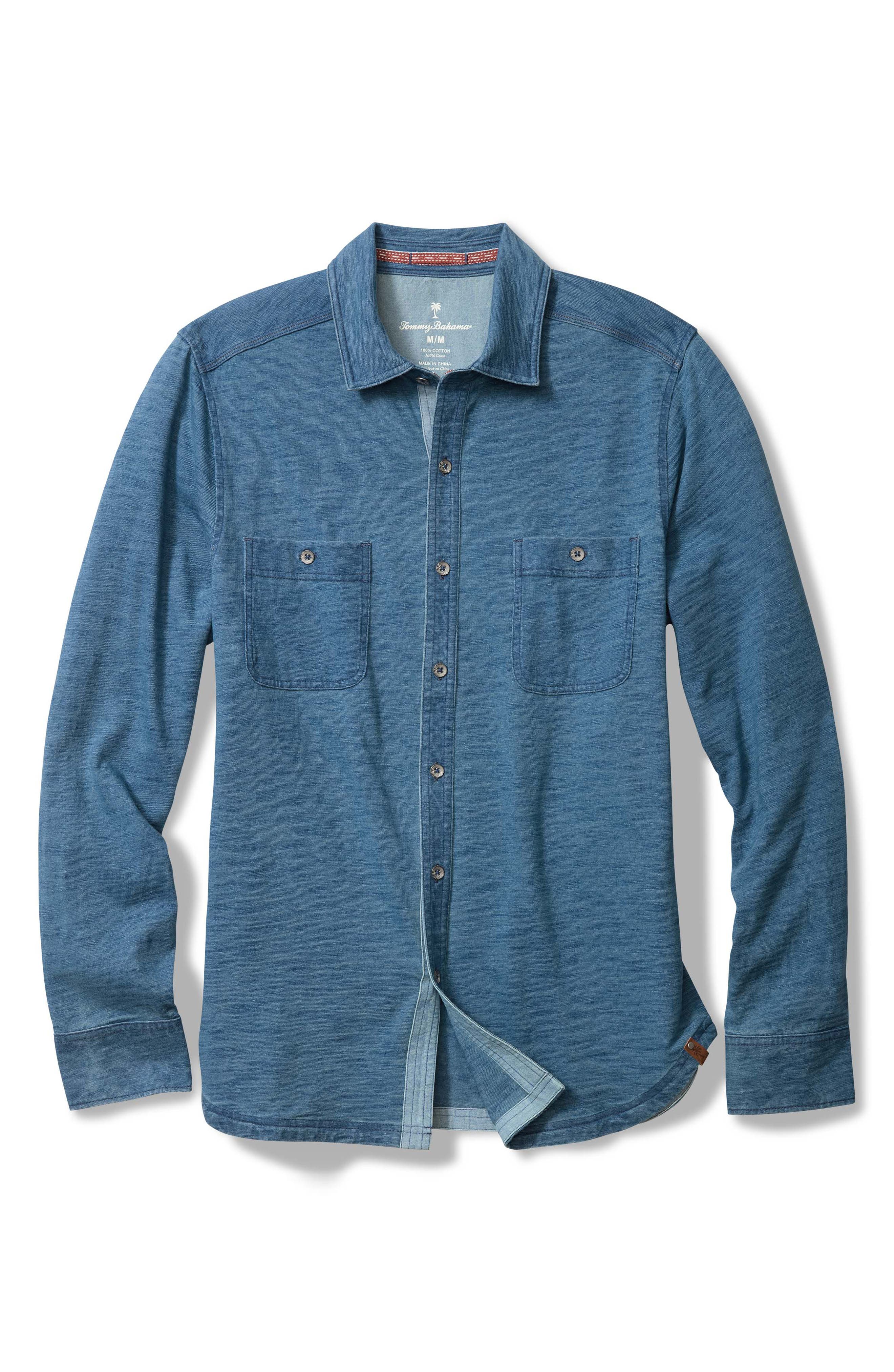 Tommy Bahama Indigo Harbor Slub Cotton Button-Up Shirt