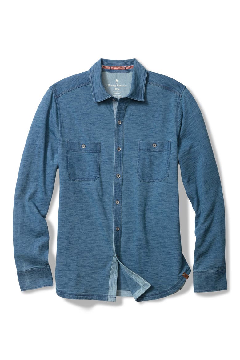 Indigo Harbor Slub Cotton Button-Up Shirt, Main, color, FADED INDIGO