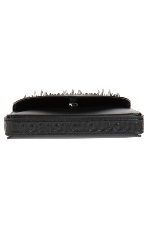 Christian Louboutin Funky Spike Leather Wallet On A Strap In Black/silver