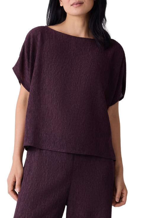 Crinkle Bateau Neck Top