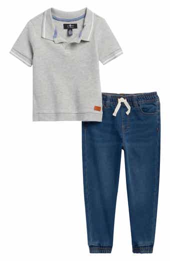 Kids' Woven Polo Shirt & Straight Leg Jeans Set