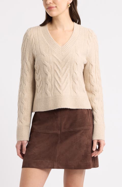 Cable Stitch V-Neck Sweater
