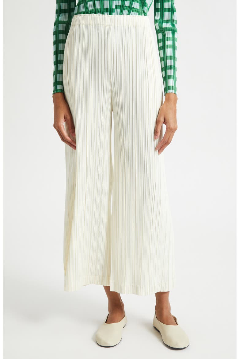 Opaque Pleated Crop Wide Leg Pants, Main, color, OFF WHITE