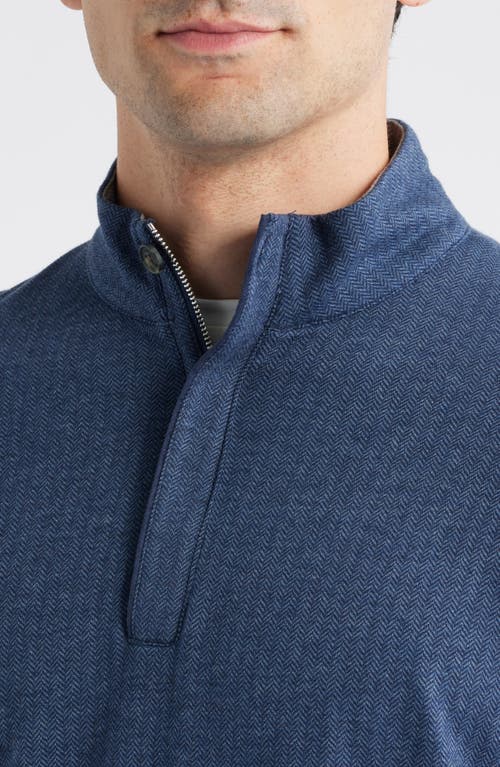 Johnnie-o Rubin Herringbone Quarter Zip In Blue