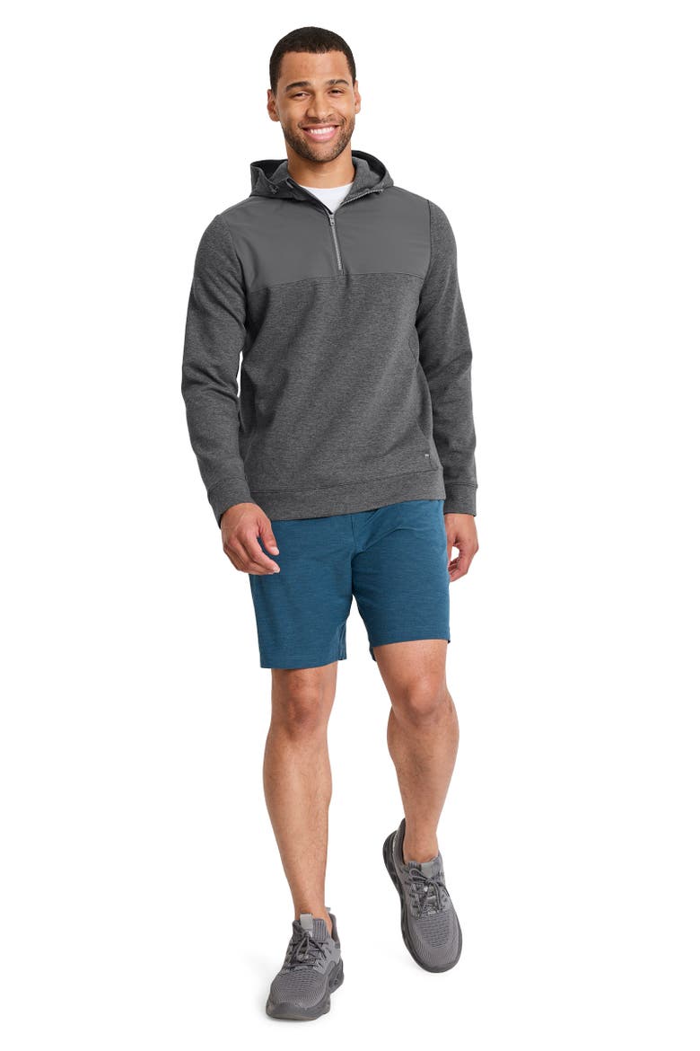Mens EverActive Mixed Media 1/2 Zip Hoodie, Alternate, color, Grey Heather