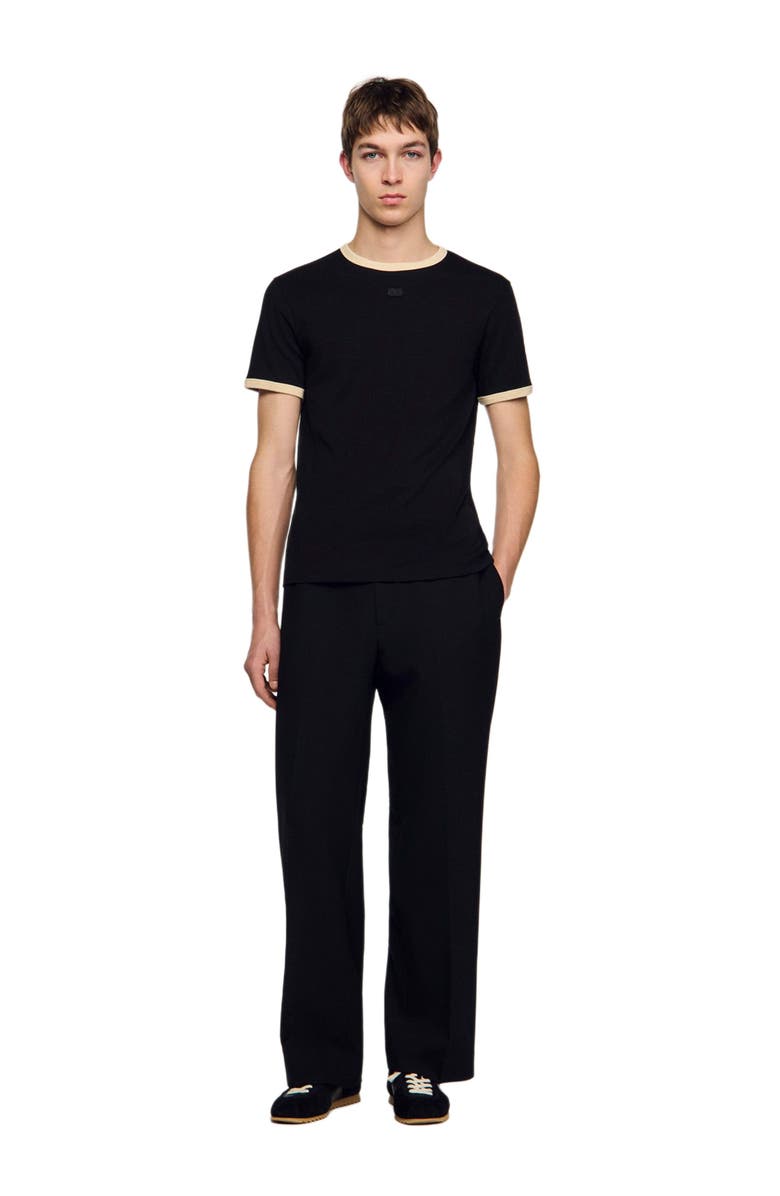 SANDRO Two-tone patch T-shirt, Alternate, color, Black