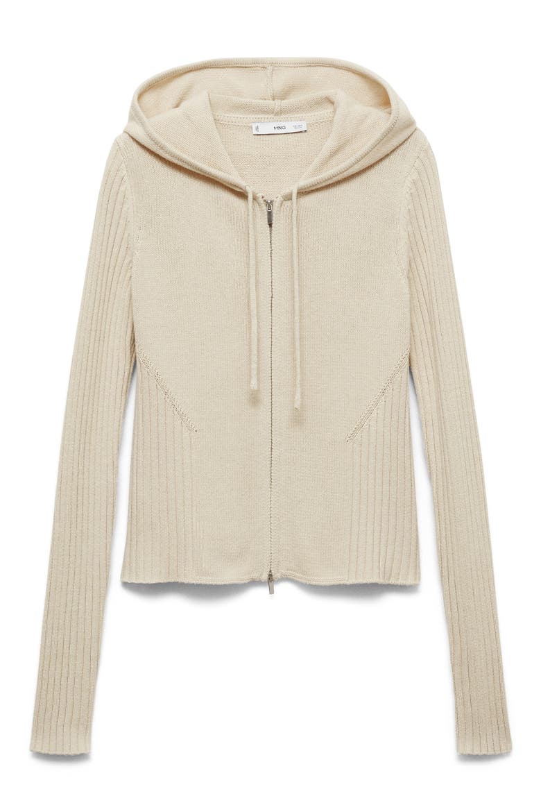 Rib Zip Sweater Hoodie, Alternate, color, ECRU