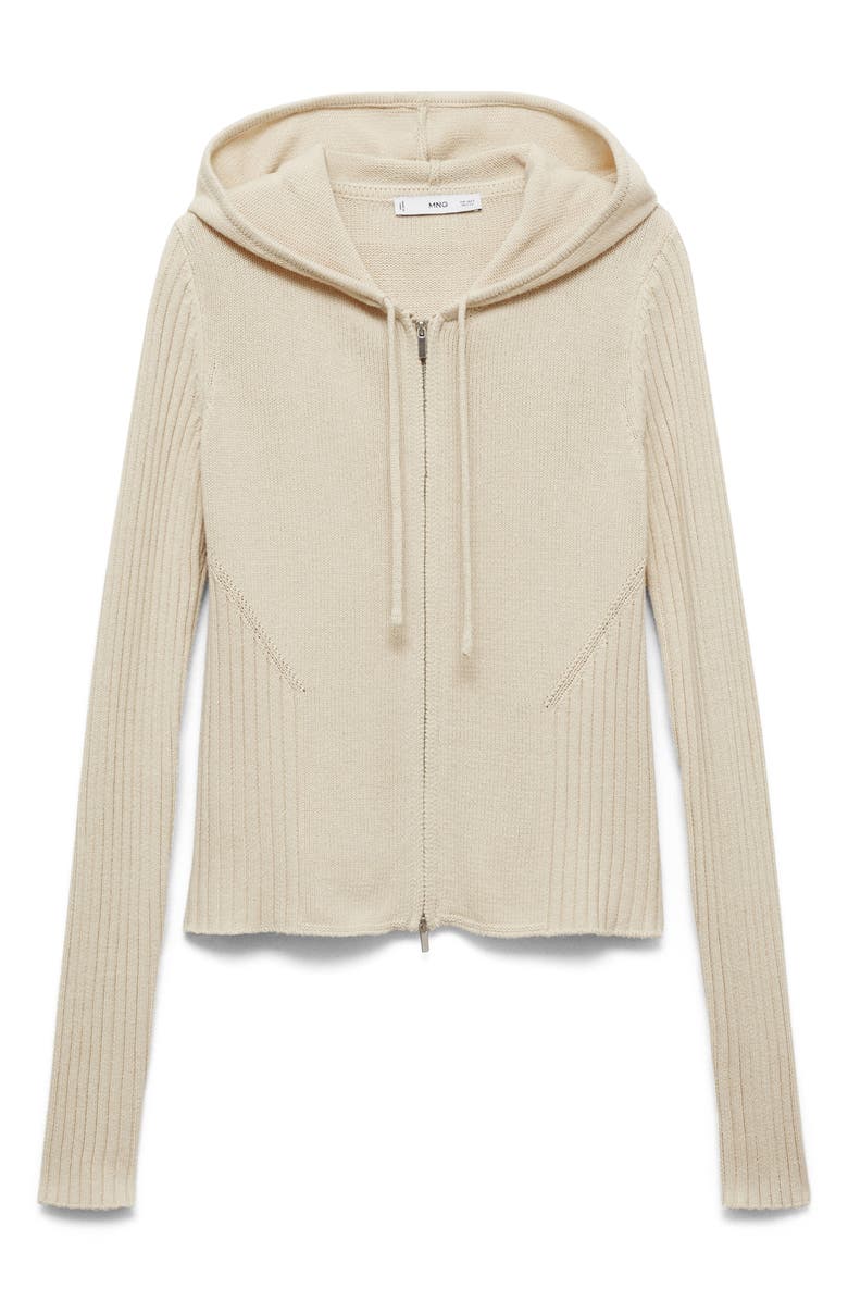 MANGO Rib Zip Sweater Hoodie, Alternate, color, 