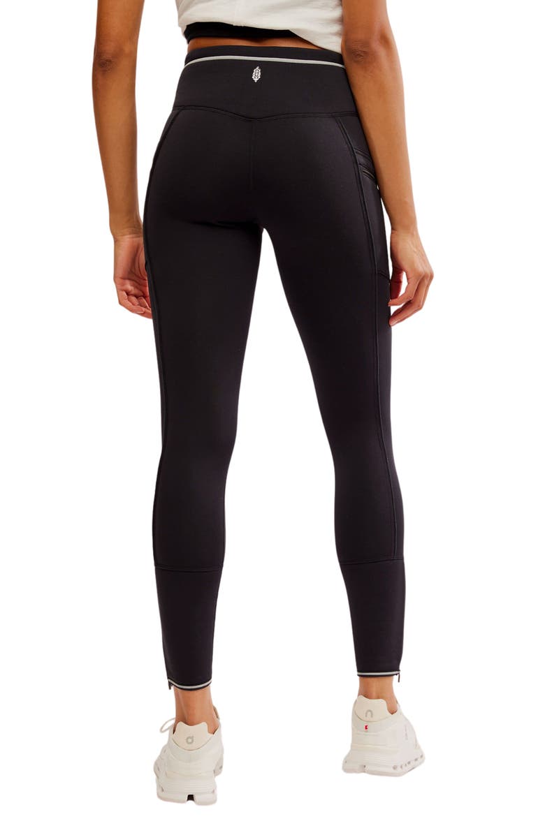 Free People Keepin' Cozy Fleece Lined Zip Hem Leggings, Alternate, color, Black