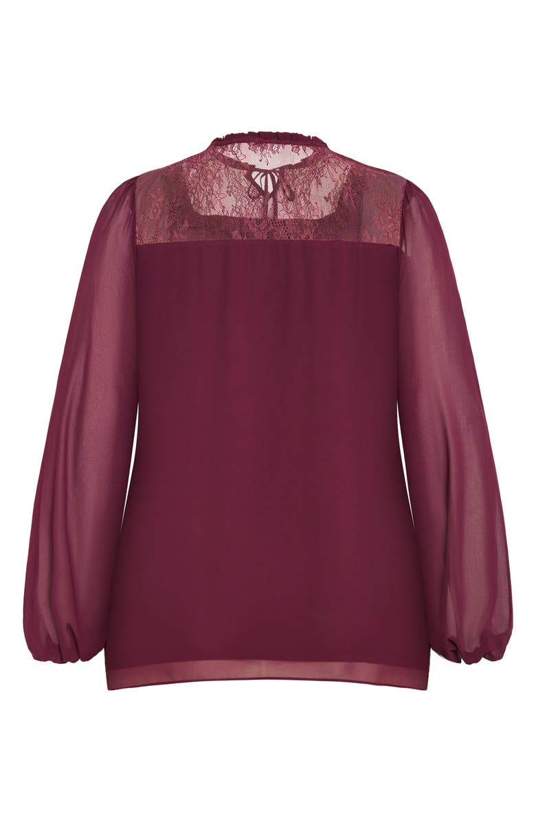 City Chic Greta Lace Trim Top, Alternate, color, Plum