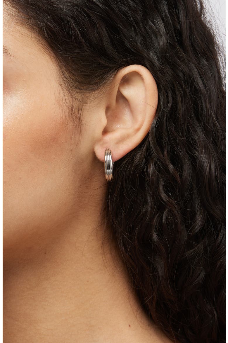 Almalfi Mini Ridge Huggie Hoop Earrings, Alternate, color, GOLD