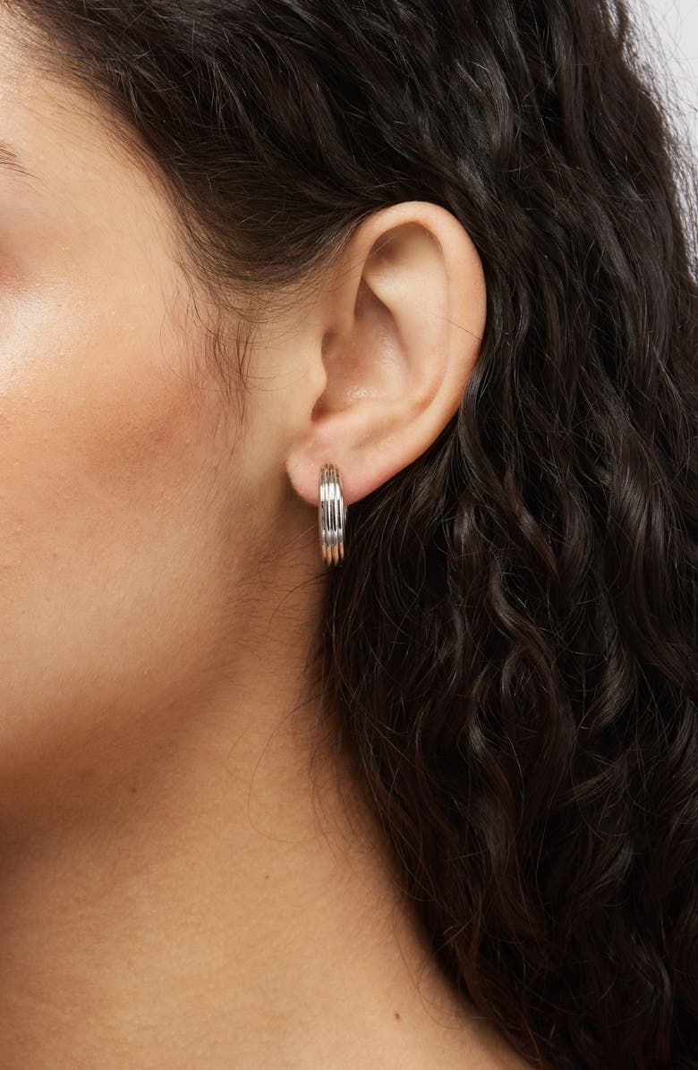 Luv AJ Almalfi Mini Ridge Huggie Hoop Earrings, Alternate, color, Gold