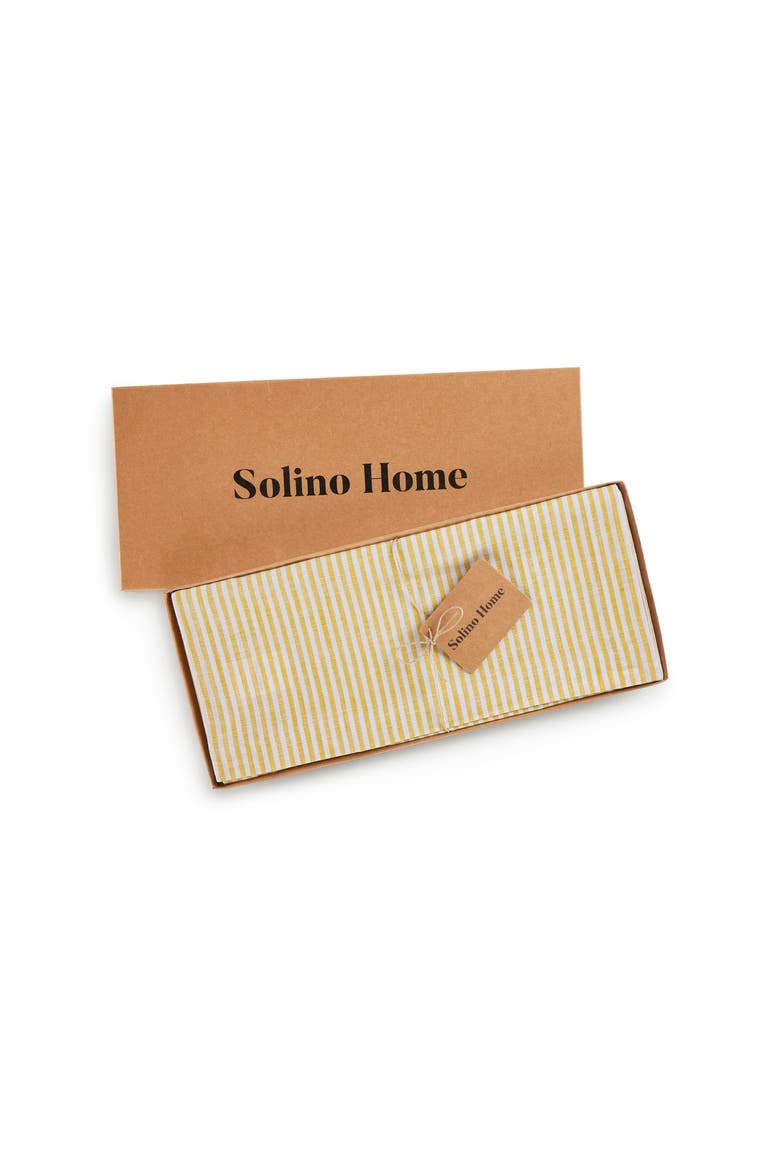 Linen Table Runner - Narrow Stripe, Alternate, color, Spicy Mustard and White