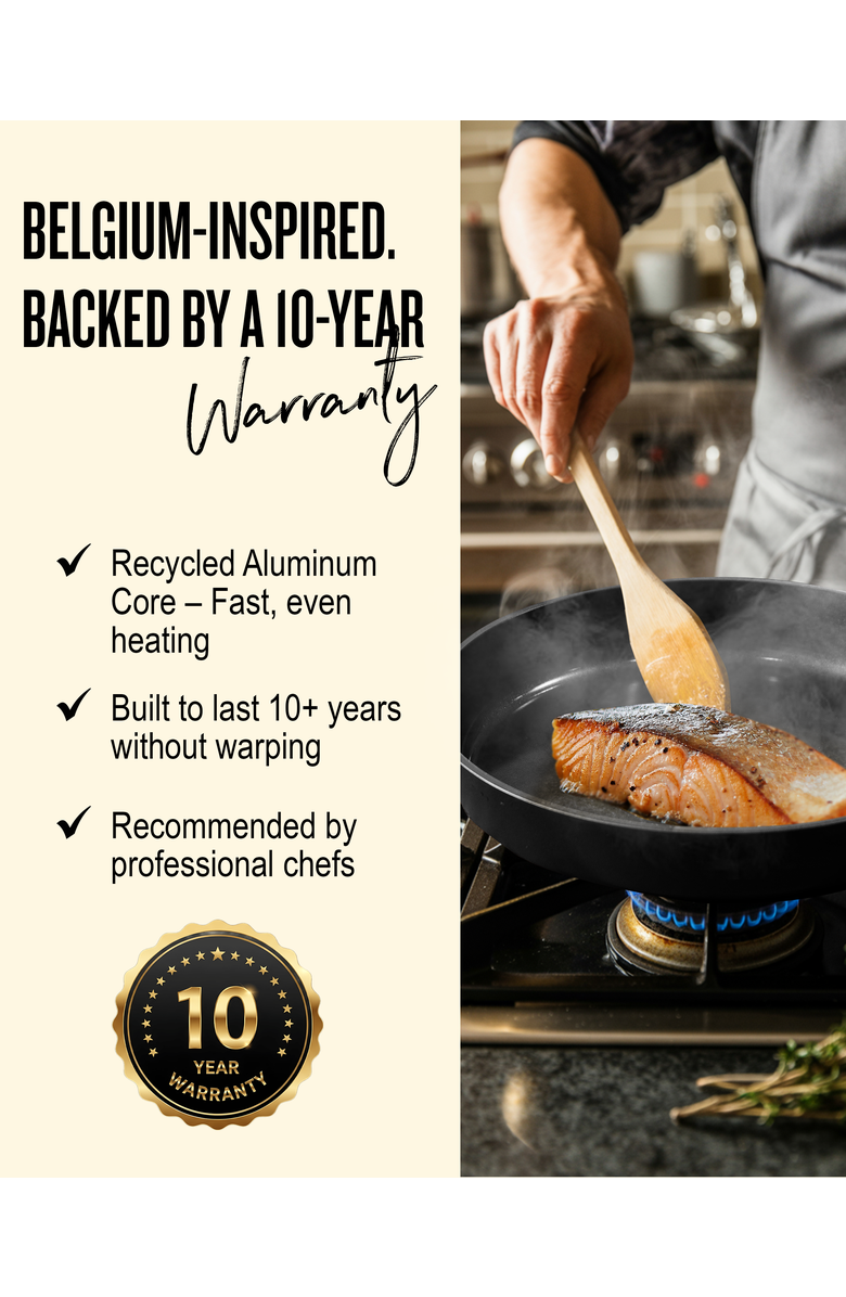 Alva Maestro 3‑Piece Nonstick Stainless Steel Frying Pan Set - 5‑Ply Steel, Alternate, color, Black