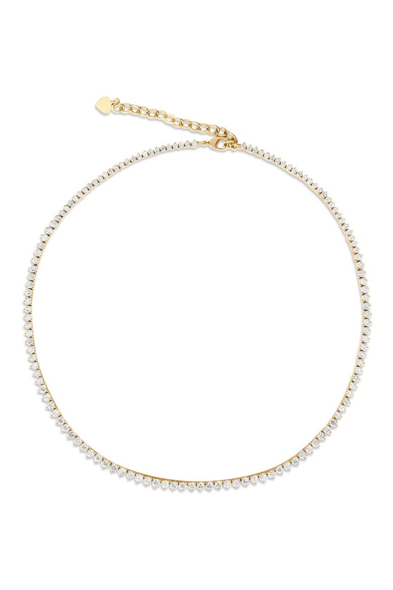 Three Prong Round Graduated Tennis Necklace, Main, color, GOLD