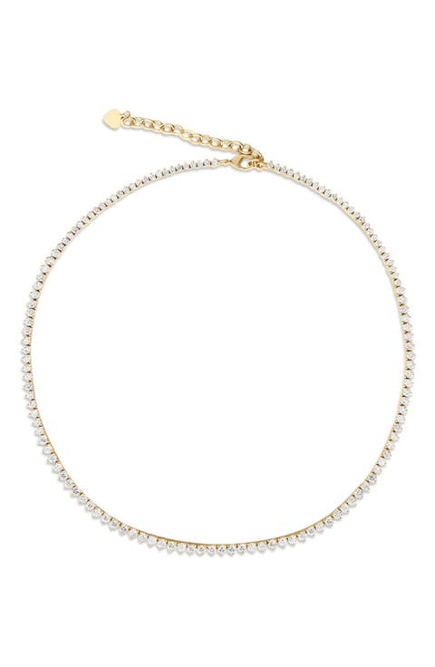 Three Prong Round Graduated Tennis Necklace