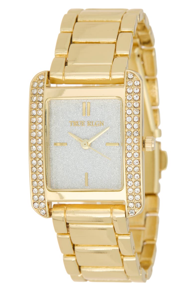 Crystal Bezel Bracelet Watch, 27mm x 35mm, Main, color, GOLD