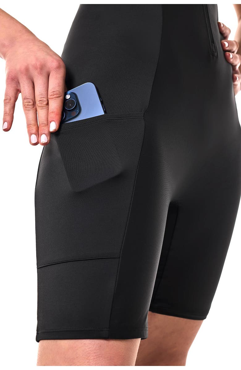 Coolibar Knee Length Swimsuit - UPF 50+ Sun Protection - Palm Plaza, Alternate, color, Black
