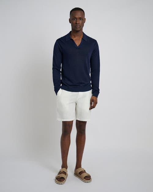 Onia Linen Sweater Long Sleeve Johnny Polo In Deep Navy