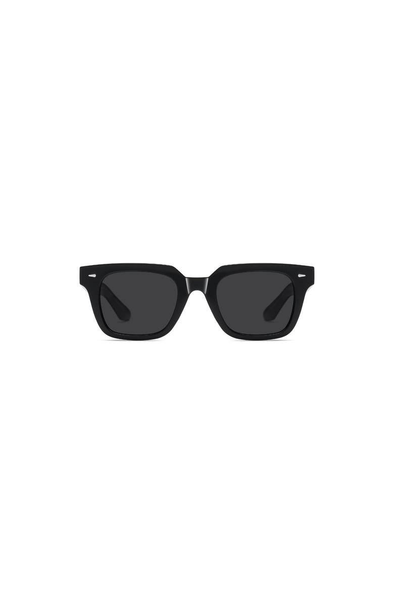 Horn Rimmed Square Sunglasses, Alternate, color, Black