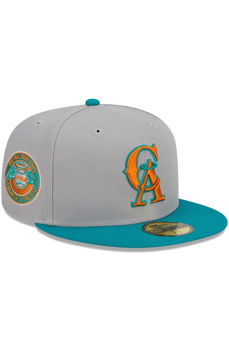 New Era Men's New Era Gray/Teal California Angels Cooperstown Collection 59FIFTY Fitted Hat, Main, color, 