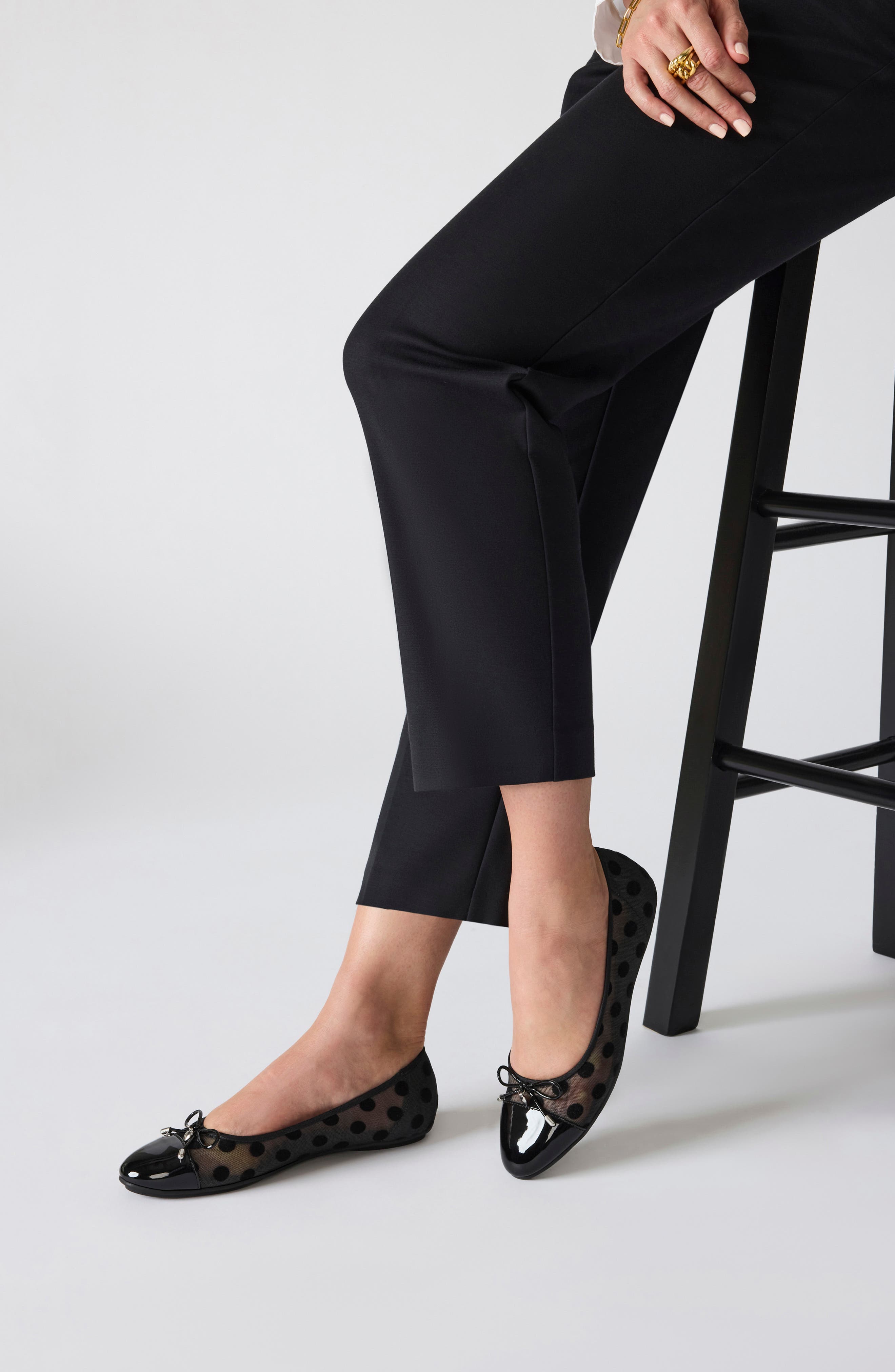 Luci Cap Toe Flat, Alternate, color, BLACK DOT