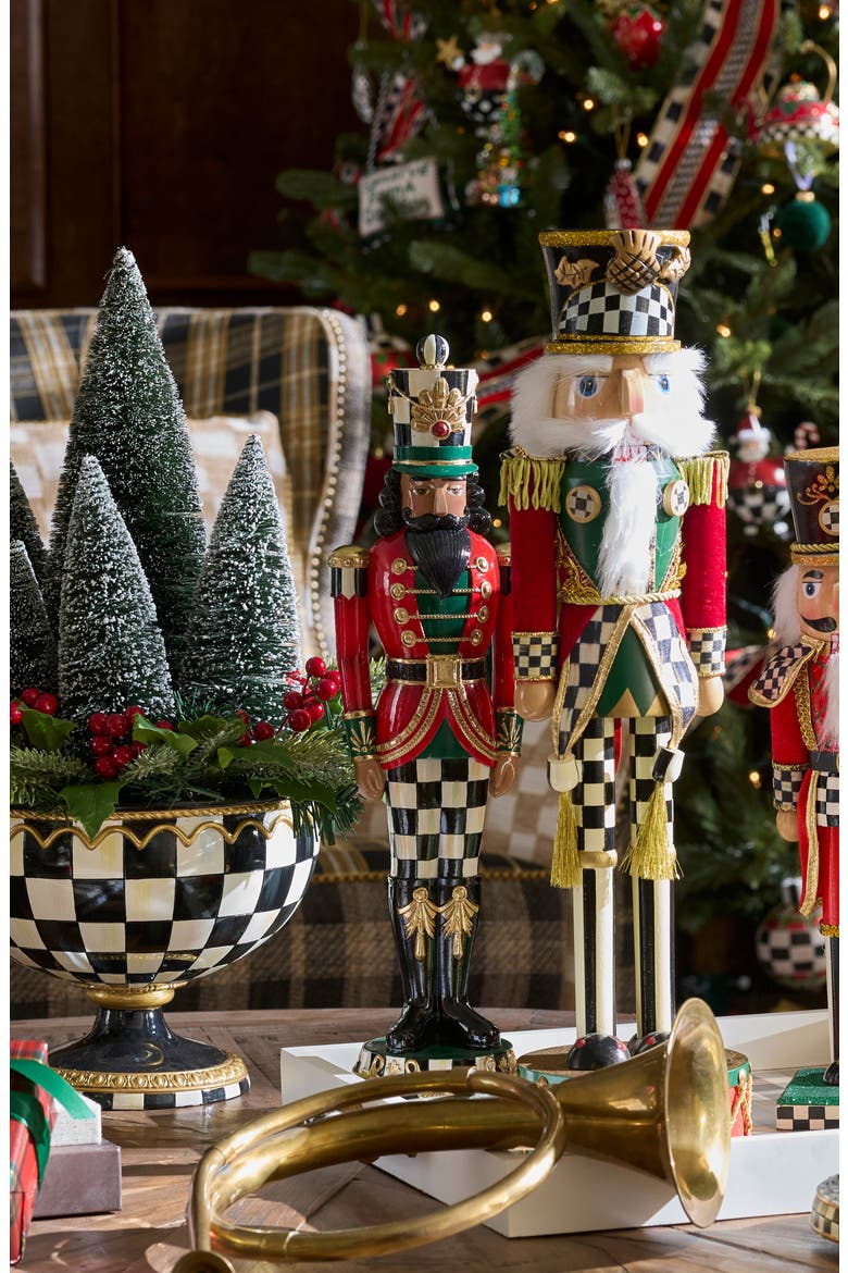 Courtly Check Nutcracker Figurine, Alternate, color, RED