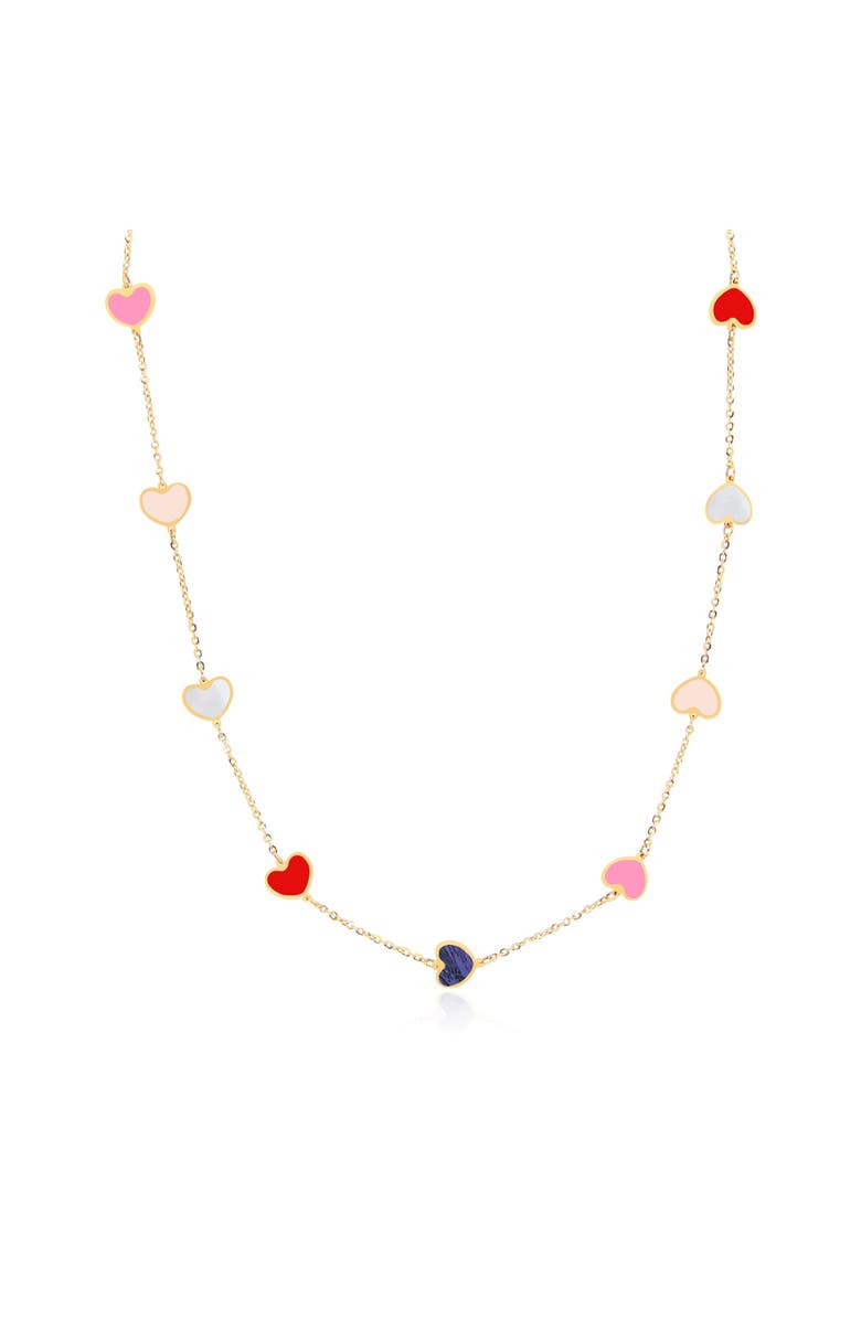 The Lovery Fine Jewelry Multicolored Mixed Heart Station Necklace, Main, color, Multicolored