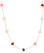 The Lovery Fine Jewelry Multicolored Mixed Heart Station Necklace